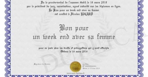 Bon pour un week end avec sa femme