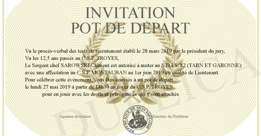 Invitation Pot de depart