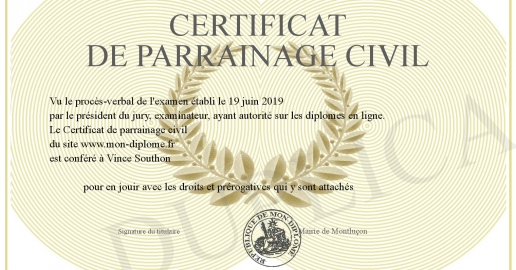 Certificat de parrainage civil