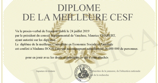 diplome de la meilleure CESF