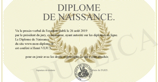 Diplome de Naissance.