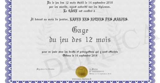 Gage du jeu des 12 mois