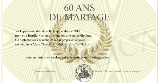 60 ANS DE MARIAGE