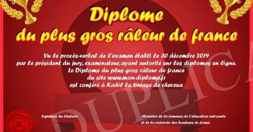 Diplome du plus gros raleur de france