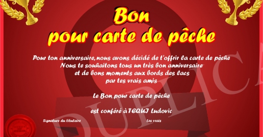 Bon pour carte de peche