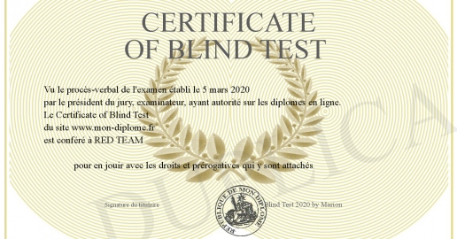 Certificate of Blind Test