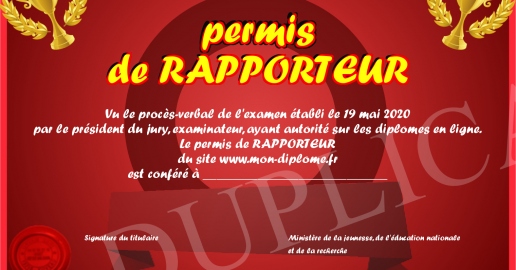 Permis Rapporteur permis de RAPPORTEUR