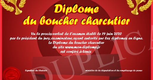 Diplome du boucher charcutier